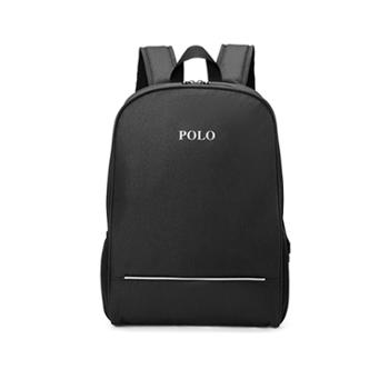 POLO 男式双肩包休闲简约背包电脑包日系学生书包092241 黑色
