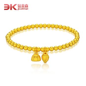 钻金森 黄金足金古法两世欢手链 约3.2g