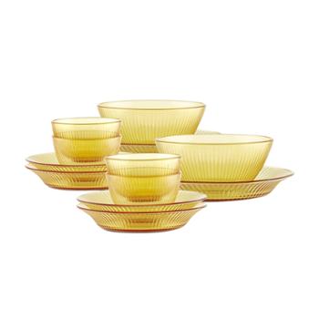 康宁晶尊系列餐具12件组（4饭碗2面碗4深盘2浅盘）SNAMD12A/KZYL（黄盒）