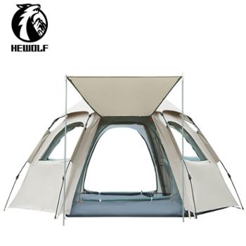 公狼六角帐篷户外双层加厚全自动沙滩公园露营野营速开1789