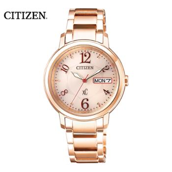 西铁城Citizen 光动能粉金色简约时尚女表EW2423-52WB