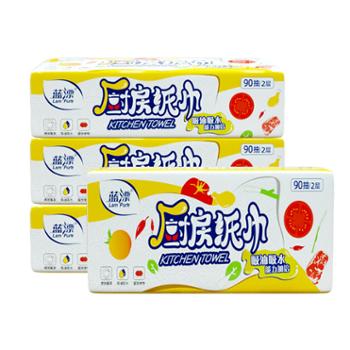 蓝漂本色厨房抽纸超大张2层90抽*4包