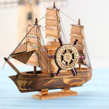 木质工艺品摆件一帆风顺音乐帆船办公室摆饰学生礼品