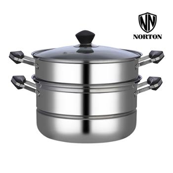 诺顿NORTON克尔斯二层蒸锅 不锈钢双层蒸锅 多功能蒸汤锅 蒸，煮，炖，焖，涮