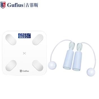 古菲斯 智能体脂秤+跳绳 燃脂套装S1 白色