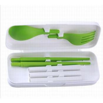 特百惠&nbsp;便携折叠餐具小清新依可筷乐盒&nbsp;颜色随机