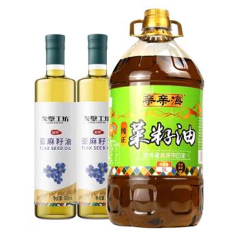 亲亲海&nbsp;青藏高原&nbsp;纯正菜籽油+亚麻籽油&nbsp;5L/桶+500ML*2瓶