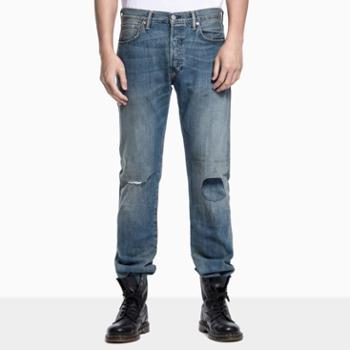 Levi‘s李维斯男士宽松直筒牛仔裤男破洞做旧补丁乞丐裤00501-1552