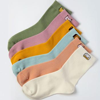TOURMARK女袜新款萌趣动物系列中筒袜子6双装T39202-90