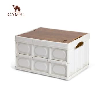 骆驼（CAMEL）户外露营收纳箱28L 折叠整理储物箱子野营桌杂物包1V32350537A卡其