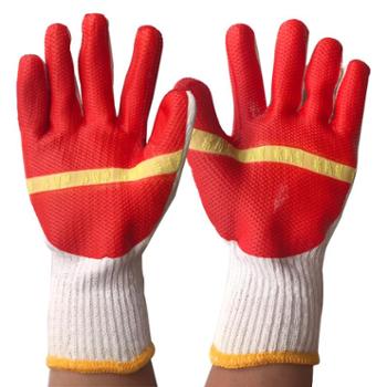美罗迪红胶天然橡胶贴片耐磨劳保护止防滑手套工作一包12双建筑行业专用