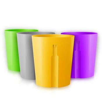 e洁 可扣不易滑垃圾桶塑料无盖 客厅卫生间办公室厨房垃圾桶 颜色随机 10L