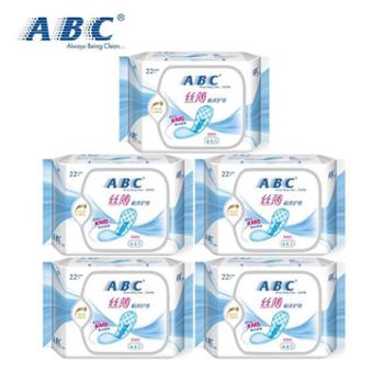 ABC KMS棉柔系列卫生护垫 轻透薄163mm22片装 *5包110片（KMS配方）