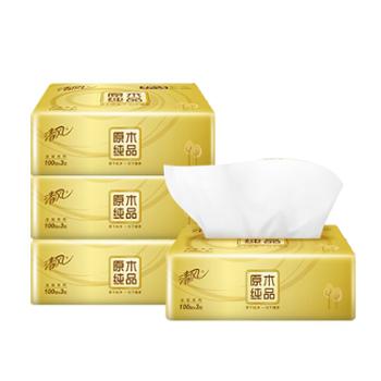 清风金装抽纸3层100抽4包
