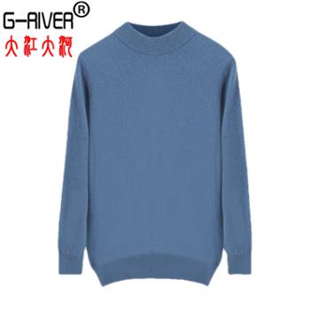 大江大河/G-RIVER 男式半高领休闲纯色套头针织衫毛衣 加厚保暖、抗起球 S－2XL