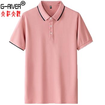大江大河/G-RIVER polo翻领拼色短袖T恤男生夏季直筒 基本款 M-5XL