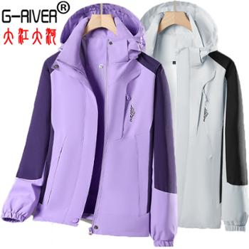 大江大河/G-RIVER那女情侣款透气防水户外冲锋衣拼接