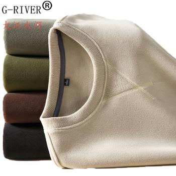 大江大河/G-RIVER&nbsp;男式纯色圆领套头长袖大码棉卫衣加绒加厚&nbsp;保暖奥粒绒&nbsp;宽松直筒&nbsp;s－4XL