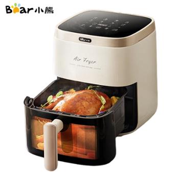 小熊/Bear 空气炸锅 电炸锅5L/6.2L免翻面家用大容量微蒸汽嫩炸可视窗可预约多功能智能触控旋钮无油烟气炸锅薯条机炸烤箱一体机