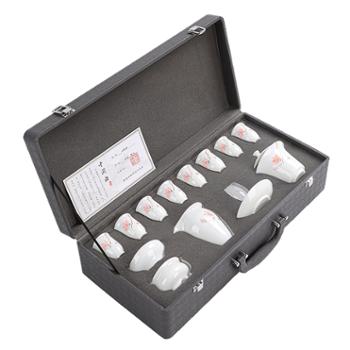 小茶犊&nbsp;冰种玉瓷&nbsp;手绘芳兰&nbsp;德化&nbsp;亮光13头&nbsp;功夫茶具