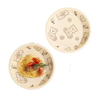 唯铭诺&nbsp;憨憨熊8英寸盘2只装&nbsp;家用釉下彩陶瓷餐具碗碟套装碗筷盘子