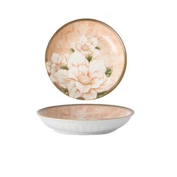 唯铭诺&nbsp;盘子&nbsp;日式陶瓷餐具碗盘菜盘&nbsp;山茶花8寸盘两只装