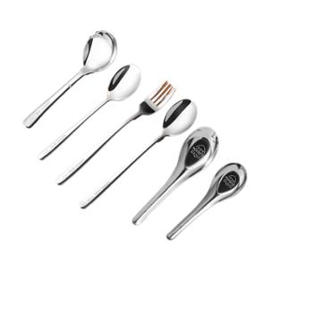 炊大皇&nbsp;勺子&nbsp;304不锈钢加大汤勺叉子调羹吃饭餐勺汤匙圆勺两支装