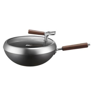 苏泊尔不粘铁锅有钛铁不粘无涂层少油烟炒锅燃气电磁炉通用