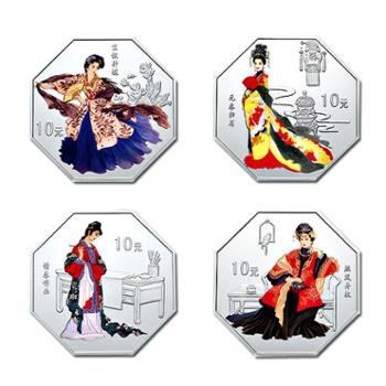 河南中钱 中国金币 2002年中国古典文学名著《红楼梦》 第2组彩色银币 一套四枚