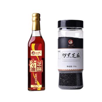 阿诚&nbsp;芝麻香油炒黑芝麻组合&nbsp;500ml+220g