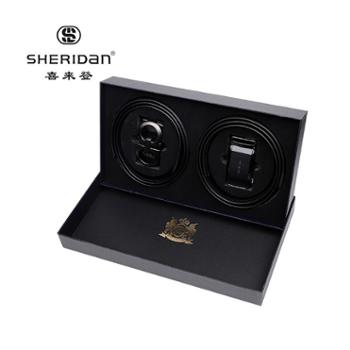 喜来登/Sheridan 头层牛皮自动扣+板扣 男士皮带礼盒 两条装 NL220559S