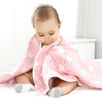 班杰威尔 婴儿浴巾纯棉新生儿宝宝纱布吸水洗澡巾卡通6层毛巾被儿童盖毯