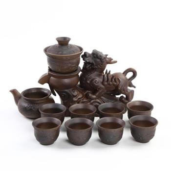 五福陶瓷自动茶具套装 懒人防烫功夫冲泡时来运转茶具套装 功夫茶具