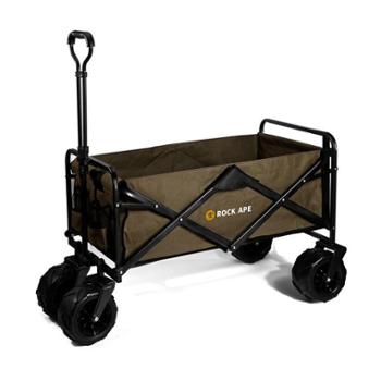 洛克猩球 折叠露营车户外手推野餐车(大号越野轮)枯草绿