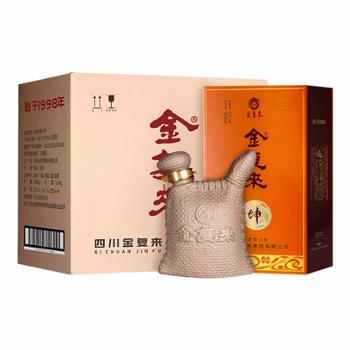金复来 坤浓香型高度白酒陶瓶装粮食酒 整箱6瓶 52度500ml