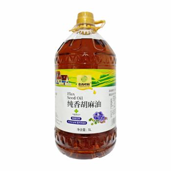 食尚崆桐&nbsp;甘肃特产平凉纯香胡麻油物理压榨食用油亚麻籽油&nbsp;5L