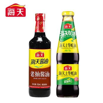 海天 老抽酱油+上等蚝油组合装 750mL+700g