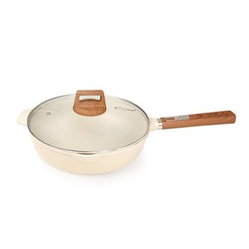 NICI 炒锅 平底不粘锅电磁炉煤气灶通用 NQ22239 米白色28cm