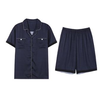 秋鹭/Qiu Lu 冰丝短袖短裤男士薄款可外穿家居服 亲肤柔软 丝绸冰感
