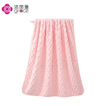 洁丽雅 5A级抗菌浴巾275g加厚云柔速干柔软成人男女大浴巾1条 粉色/深蓝色