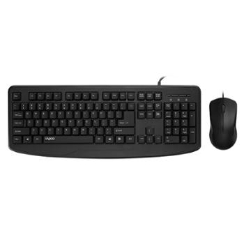 雷柏 USB有线键盘鼠标套装办公 家用台式机笔记本电脑键鼠 黑 NX1720