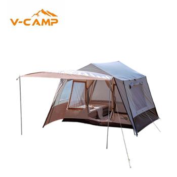 威野营（V-CAMP）户外露营13平大型帐篷+六椅一桌组合套装VT8808*1+VF2068*6+VF3015*1