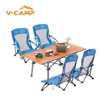 威野营（V-CAMP） 户外桌椅套装便携式折叠椅月亮椅95cm野餐露营桌椅套装VC2399