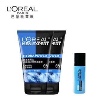 欧莱雅/L’OREAL 男士水能润泽双效洁面膏100ml*2支