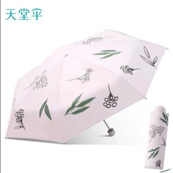 天堂 五折七骨黑胶防晒晴雨伞 53082E香草吟风