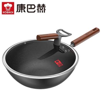 康巴赫&nbsp;炒锅仿生铁锅/有钛铸铁锅/老铁匠铸铁锅&nbsp;家用无涂层炒菜锅老铁锅