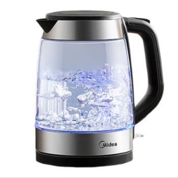 美的电水壶热水壶电热水壶304不锈钢玻璃1.7L大容量暖水壶烧水壶自动断电&nbsp;MK-SHJ1722