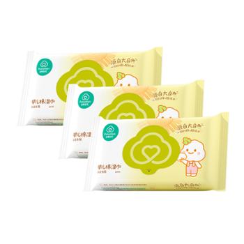 全棉时代（Purcotton）100%纯棉湿巾 宝宝手口专用 清洁餐巾 20片/包 3包
