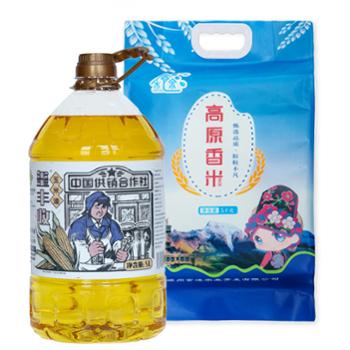 玺丰收 高山家庭粮油组合玉米油5L+高原香米5kg 10kg/件
